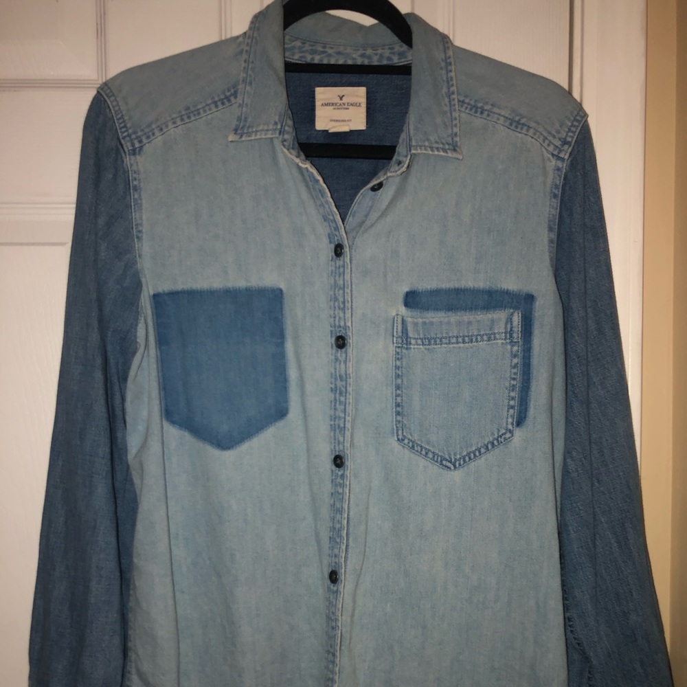 AE Denim Oversized Button Up